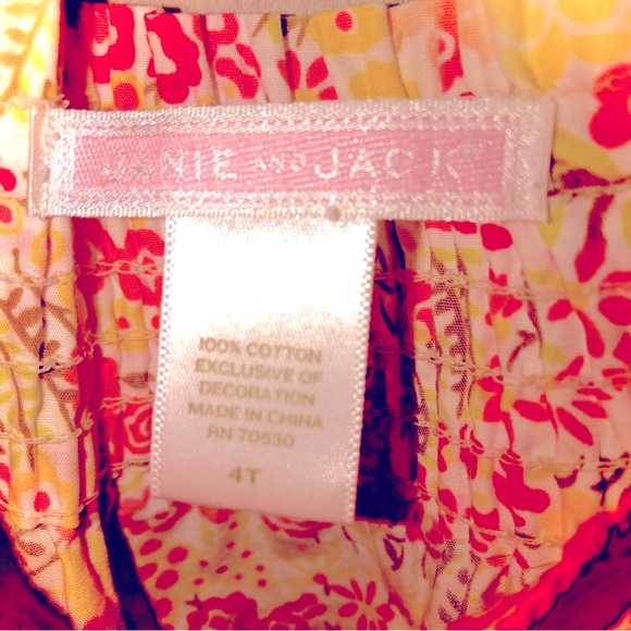 🥳25%off🎂 Janie&Jack pink floral bow sundress, crochet trim smocking trapeze 4T - Picture 4 of 11